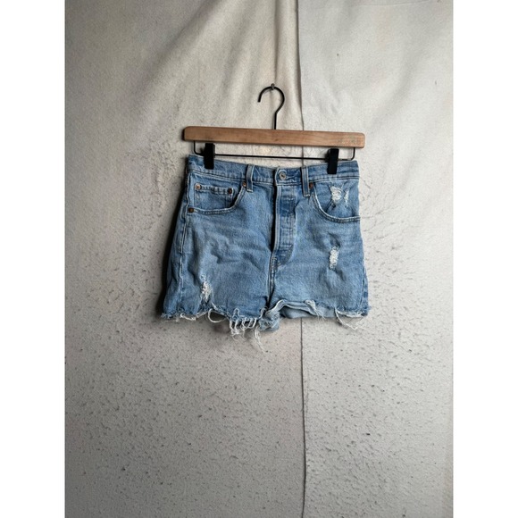 Levi's Premium Pants - Levis Premium Ribcage Shorts Light Wash Distressed Denim 77879-0013 Size 27